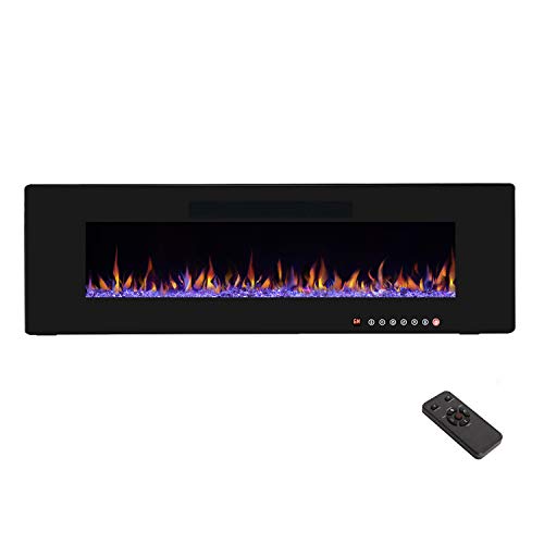 R.W.FLAME 60" Electric Fireplace, Recessed Wall Mounted and inWall