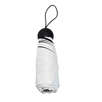 Mini Travel Umbrella Compact Sun Rain Umbrella Ultra Light Women Purse Umbrellas UV Protection Coating (White)