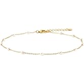 Mauzew Ankle Bracelets for Women 18K Gold Plated Dainty Layering Anklets for Women Layered Twisted Rope Coin Chain Anklet Bracelets Waterproof Beach Summer Foot Jewelry