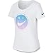 NIKE Sportswear Girls' Swoosh Happy Face Scoop Tee, White/Neo Turquoise, Large