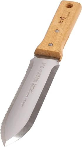 NISAKU NJP650 The Original Hori Hori Namibagata Stainless Steel Weeding Knife, 7.25-Inch