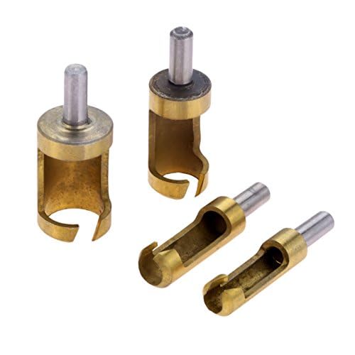 4 Pcs Round Wood Plug Cutter Set Carbon Steel Drill Bit Set for Woodworking Opening Gold Drill bit with Round Handle 6/8/13/16mm — image 1