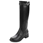 rismart Womens Knee High Tall Winter Waterproof Split Leather Riding Boots