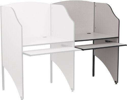 Flash Furniture Add-On Study Carrel in Nebula Grey Finish