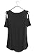 Adreamly Women's Casual Summer Short Sleeve Loose Strappy Cold Shoulder Tops Basic T Shirts Blouses Black Large