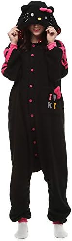 Unisex Adult Black KT Cat Onesies Animal Cosplay Costume for Halloween Xmas
