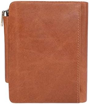 RFID Men's Leather Zipper wallet Zip Around Wallet Bifold Multi Card Holder Purse
