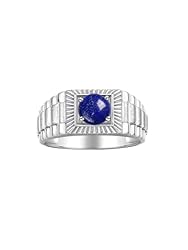 Rylos Men's Ring Sterling Silver Ring, 7MM Round