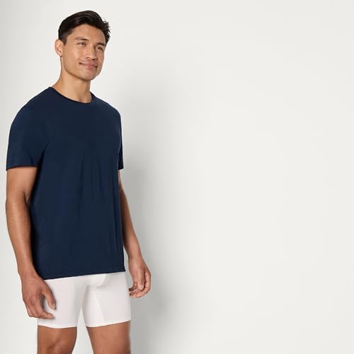 Magliette Intime a Girocollo Vestibilità Aderente Uomo, Confezione da 6, Medio Grigio Mélange/Blu Marino, L