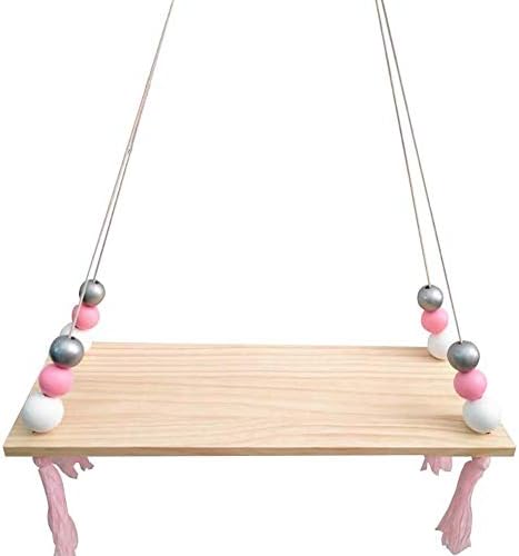 Guoainn Nordic Wood Beads Board Tassels Hanging Storage Shelf Kids Room Home Wall Decor Add Bauty to Your Life