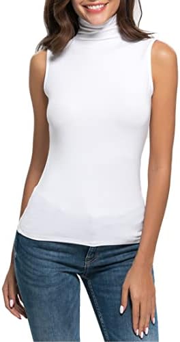 Womens Sleeveless Mock Turtleneck 