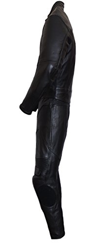Motorbike Motorcycle New Black Racing Cowhide Leather Suit CE Approved Armors (Medium)