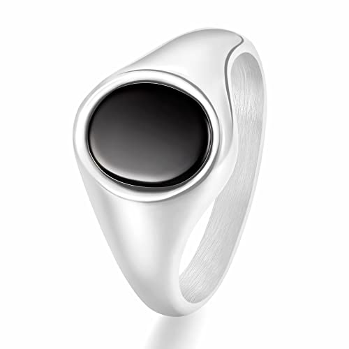 TRUMIUM 18K Gold Plated Signet Rings for Men Women