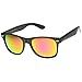 zeroUV Flat Matte Reflective Mirror Color Lens Large Horn Rimmed Style Sunglasses - UV400 (Classic | Black/Magenta)