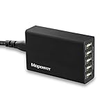 Mopower 36 Watt 7.2A Universal Portable USB Charger with Auto Detect Technology, 5-Port-Black