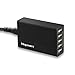 Mopower 36 Watt 7.2A Universal Portable USB Charger with Auto Detect Technology, 5-Port-Black