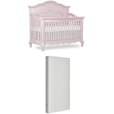 Bundle of Evolur Aurora 5-in-1 Convertible Crib &amp; Premium Airlay Crib Mattress &ndash; Luxury Nursery Sleep Set | Dual-Sided, Greenguard Gold Certified