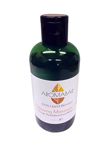 Aromabar Relaxing Massage Oil 100ml with Orange, Sandalwood & Bergamot in Grapeseed 100% Pure & Natural Unisex Body Oil for Adults