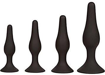 Anal Trainer Kit - 4 Butt Plugs - Beginner Starter Set - Personal Lubricant Sample - 100% Medical Grade Silicone - Hypoallergenic