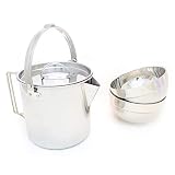 Backpacking Cook Set Stainless Steel Camping Kettle Pot with 2 Insulated Bowls and Mesh Bag