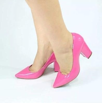 scarpin pink salto grosso