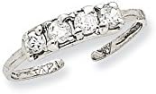 14k White Gold CZ Toe Ring -