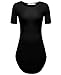 Women Summer Short Sleeve Side Slit Solid Stripe Long Tee Tops Tshirt Mini Dress