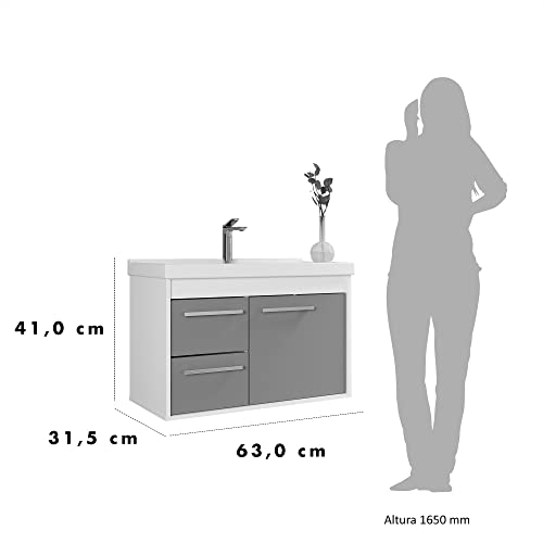 RIVERZZA Kit Gabinete Banheiro em MDF e Cuba + Espelheira - Potenza 63cm (PRETO)