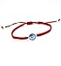 MIZZE Made for Luck The Classic Glass & Silver Evil Eye Charm Bracelet for Men and Women - Simple and Classic (RED)