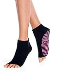 Tucketts Womens Yoga Socks, Toeless Non Slip Skid Grippy Low Cut Socks for Yoga, Pilates, Barre, Studio, Bikram, Ballet, Dance - Anklet Style (Classic Black)