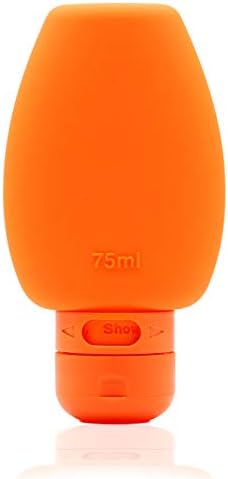 Silicone Travel Bottles for Shampoo, Reusable Cosmetic Containers, Small Refillable Bottles for Toiletries, Leakproof with Content Labels on Neck, Easy to Fill and Clean. 1 Pack, 75ml (Orange)