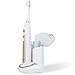 Smile Bright Store Platinum Electronic Sonic Toothbrush with UV Sanitizing Charging Case - Rechargeable Storage Base, Gold