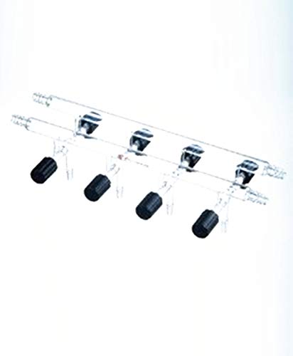 YUCHENGTECHDouble Bank Vacuum Gas Distributor Glass Manifold Gas Chemistry Lab Glassware with 4 High Vacuum Plug