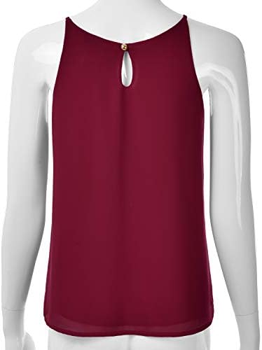 EIMIN Women's Crewneck Pleated Front Double Layered Chiffon Cami Tank Top (S-3X) 3 EIMIN Women's Crewneck Pleated Front Double Layered Chiffon Cami Tank Top (S-3X)