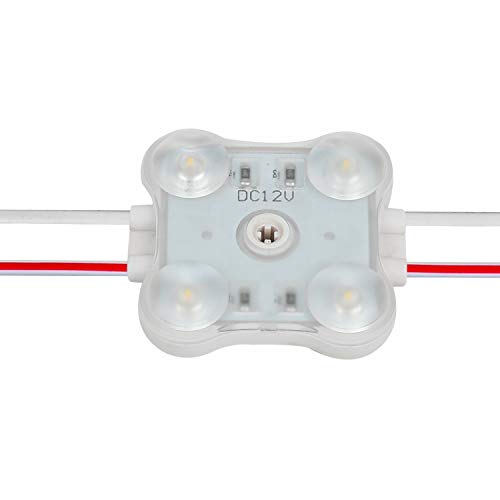 100pcs 4 LEDs 180 Deg Back Light 2.4W LED Injection Module DC12V White 2835 SMD Waterproof Decorative Light for Letter Sign Advertising with Tape Adhesive Backside