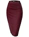 TWINTH Women Stretch Knit Midi Bodycon Pencil Skirt for Work Party Wine XL
