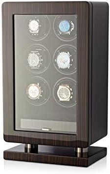 Watch Winder Box for Self-Winding up to 6 Automatic Watches with LED Case Backlight, LCD Touchscreen Display and Storage Compartment for All Watch Brands and All Watch Sizes