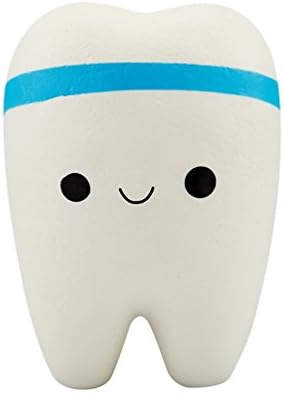 Stress Relief Toy, ACAREU Jumbo Slow Rising Kawaii Teeth Soft Tooth Cartoon Phone Straps (Blue)