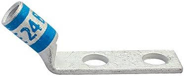 Huya UL Listed LB061401FP-260 Two Hole Code Conductor Long Barrel Copper Compression Terminal with Inspection Window, #6 AWG Conductor, 1/4" Stud Hole Size, 1" Stud Hole Spacing (Price For: Pack of 500)