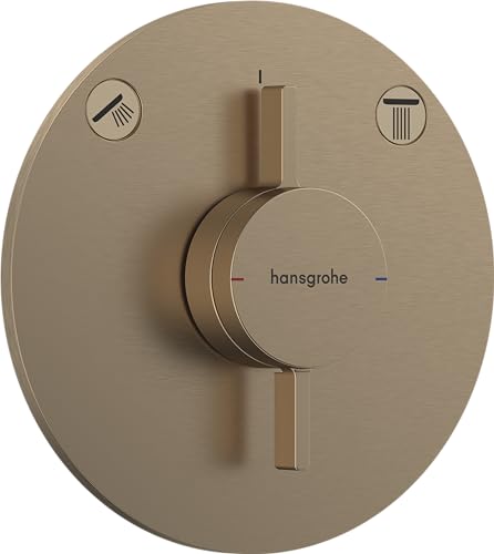 hansgrohe DuoTurn S - shower mixer conceiled for 2 functions, shower mixer tap round, single lever shower mixer for iBox universal 2, brushed bronze, 75418140