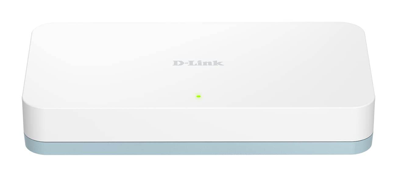 D-Link DGS-1008D 8-Port Gigabit Unmanaged Desktop Switch, 10/100/1000 Mbps, Internet Splitter, Plug-and-Play, Fanless Silent Design, Auto MDI/MDIX, Energy-Efficient, for Home & Office