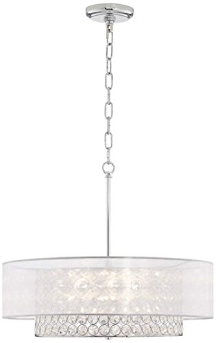 Saint Mossi Chrome K9 Crystal Raindrop Chandelier Lighting Flush Mount LED Ceiling Light Fixture Pendant Lamp for Dining Room Bathroom Bedroom Livingroom 4G9 Bulbs Required H6" W20"