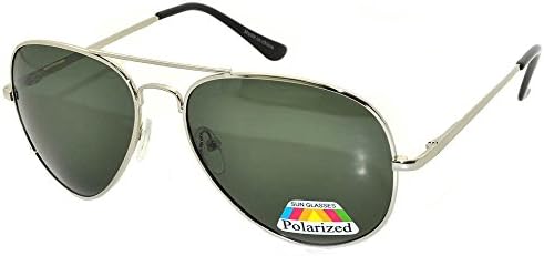 Aviator Style Sunglasses Silver Metal Frame Green Lens UV 400