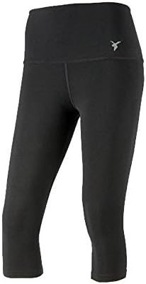 Womens Capri Leggings Fitted Stretch Tights High Rise (LARGE, BLACK)