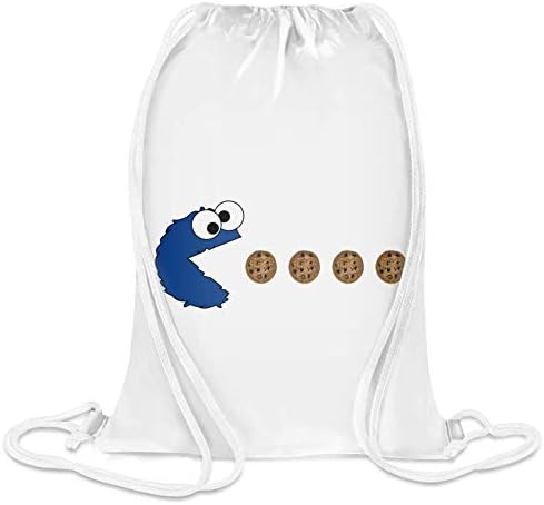 Pac-Man Cookie Monster Funny Custom Printed Drawstring Sack | 100% Soft Polyester| 5 Liter Capacity| Adjustable String Closure| The Stylish Bag For Every Day Use| Custom Bags By Freestyle Designs