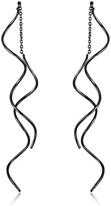 Acefeel Fresh Style Exquisite Threader Dangle Earrings Curve Twist Shape for Women's Gift