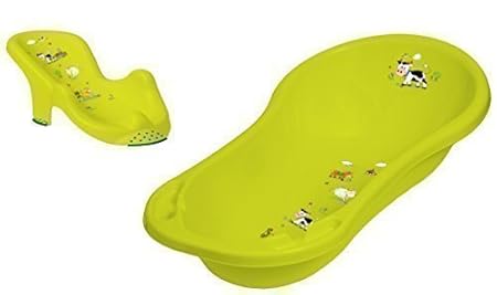 2er Set Funny Farm grasgrün Badewanne XXL 100 cm + Badesitz
