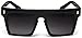 Tantino Flat Top Sunglasses Retro Designer Square Gradient Lens Black Frame