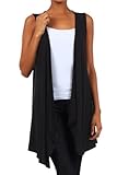 Modern Kiwi Open Asymmetrical Hem Vest Black One Size