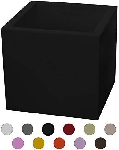 ALMI Cube Planter Box – 12-Inch Plastic Square Planter Pot For Garden, Elegant Shaped Flower Tree Pot, Planter For Plants, Small Trees, Plant Pot, UV Resistant Paint, Indoor & Outdoor, Black - By Almi
